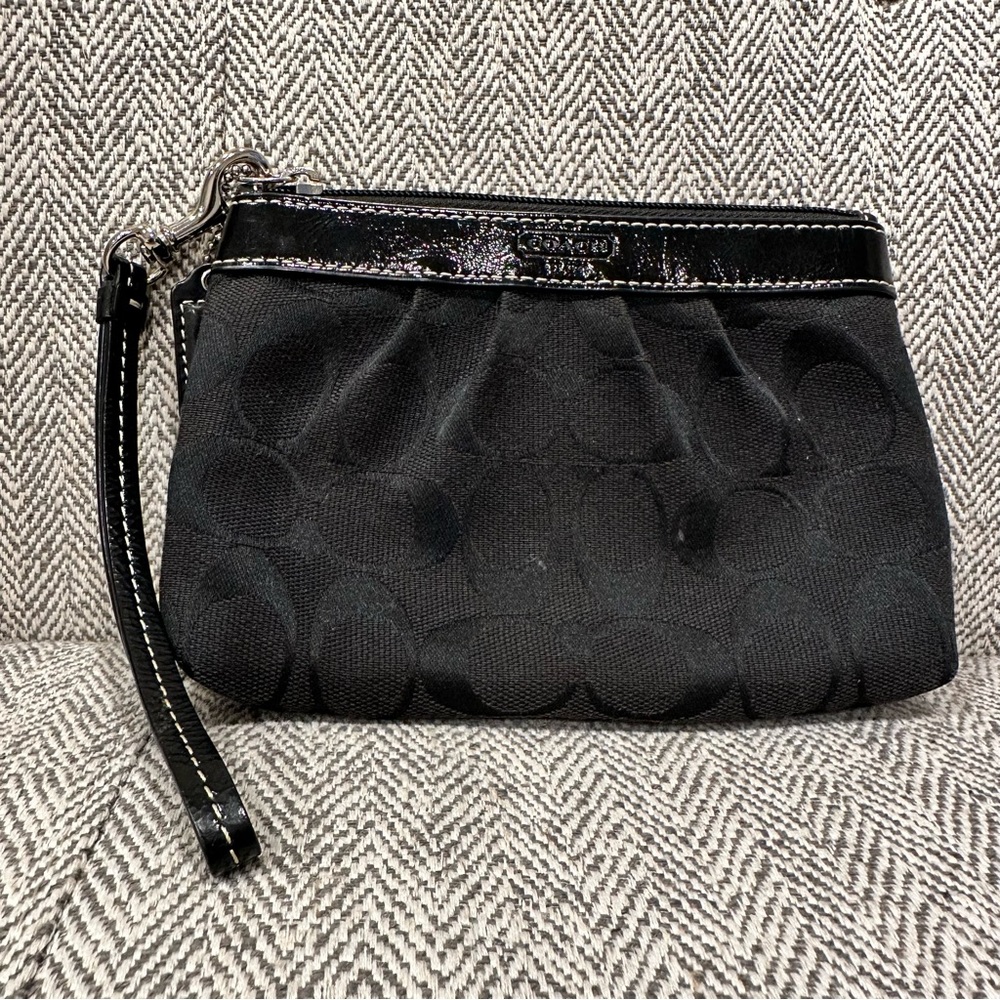 Coach Classic Black Monogram Wristlet NWOT